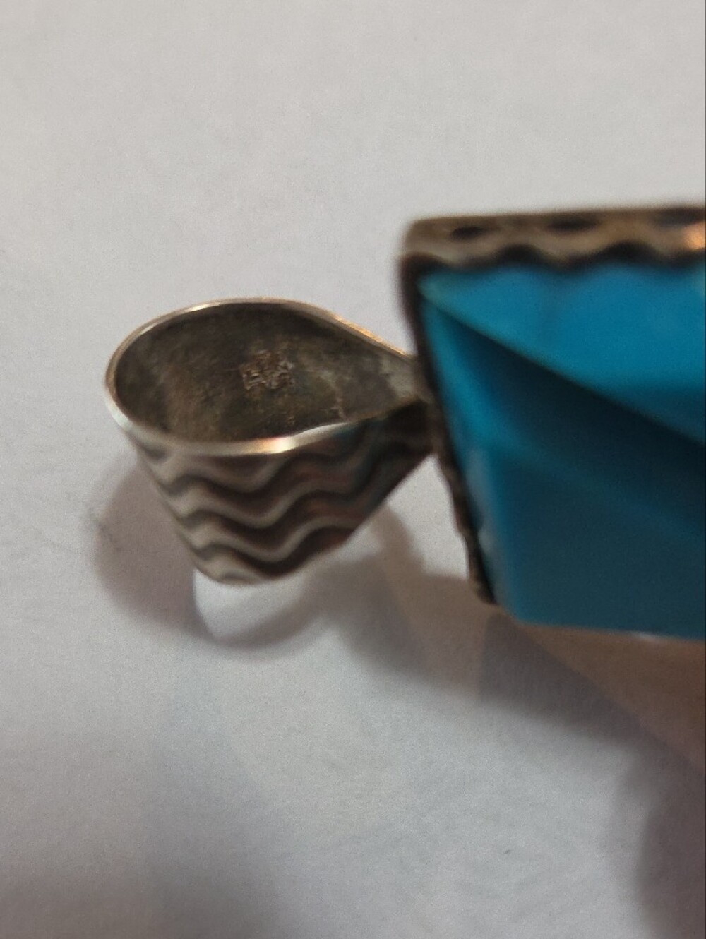 Jay King Turquoise Rectangular Silver Pendant - Bright Blue Stone - Picture 3 of 4